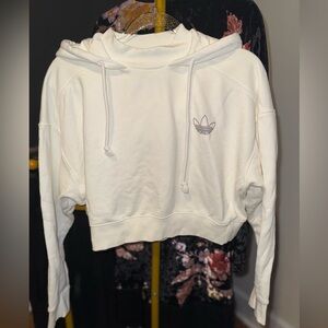 Adidas Women's Off-White Cropped Hoodie